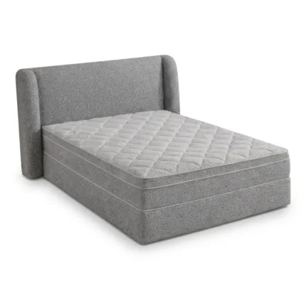 LIT 160 X 200 CM + MATELAS - GRIS ( PACK COMPLET COMPRESSÉ )