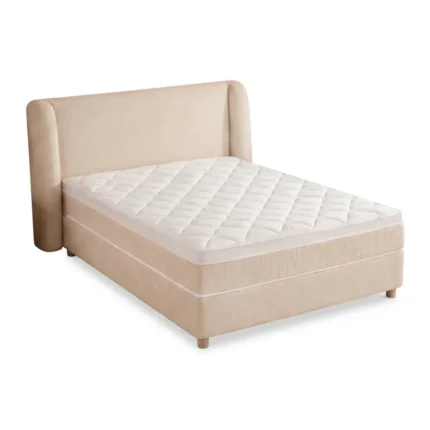 LIT 160 X 200  CM + MATELAS - BEIGE ( PAKC COMPLET COMPRESSÉ )