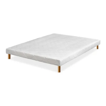 SOMMIER TAPISSIER 90 X 200 CM + PIEDS BOIS - BLANC