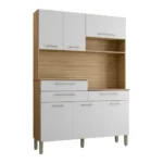 BUFFET 6 PORTES + 3 TIROIRS - BLANC ET CHENE