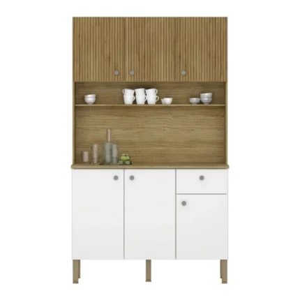 BUFFET 6 PORTES + 1 TIROIR - CHENE ET BLANC