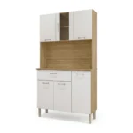 BUFFET 6 PORTES + 1 TIROIR - BLANC ET CHENE