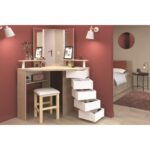 COIFFEUSE 5 TIROIRS + LEDS + MIROIR - CHÊNE  ( SANS TABOURET ) – Image 2