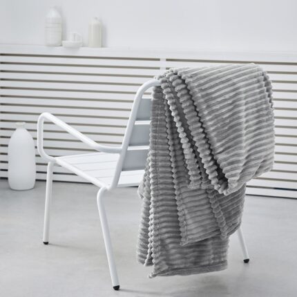PLAID XL 150X200 CM EN POLYESTER CÔTELÉ - ACIER