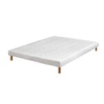 SOMMIER TAPISSIER 90 X 200 CM + PIEDS BOIS - BLANC – Image 2