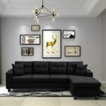 CANAPE D'ANGLE REVERSIBLE EN TISSU - NOIR – Image 2