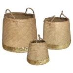 LOT DE 3 PANIERS RONDS EN ROSEAU - NATUREL – Image 2