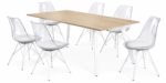 TABLE + 6 CHAISES PLASTIQUE - CHÊNE & BLANC – Image 2
