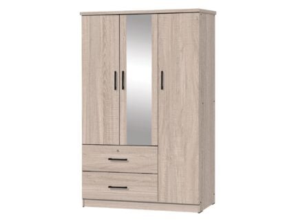 ARMOIRE 3 PORTES + 2 TIROIRS ET 1 MIROIR - CHENE