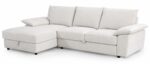 CANAPÉ D'ANGLE GAUCHE CONVERTIBLE EN TISSU - BLANC – Image 2