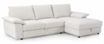 CANAPÉ D'ANGLE DROIT CONVERTIBLE EN TISSU - BLANC – Image 2