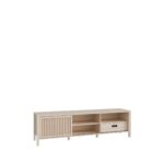 MEUBLE TV 1 PORTE COULISSANTE + 1 TIROIR ET 3 NICHES - CHÊNE – Image 2