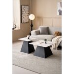TABLES BASSE ( LOT DE 2 ) - BLANC & NOIR – Image 2