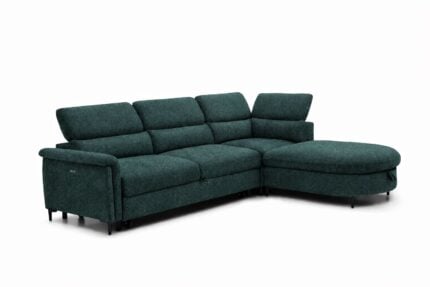 CANAPÉ D'ANGLE CONVERTIBLE AVEC COFFRE DE RANGEMENT - VERT