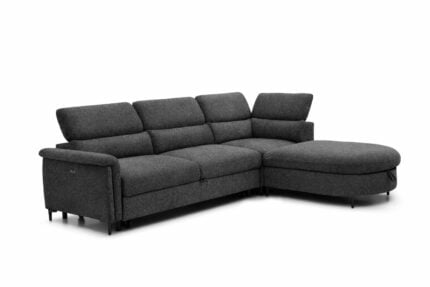 CANAPÉ D'ANGLE CONVERTIBLE AVEC COFFRE DE RANGEMENT - GRIS FONCÉ
