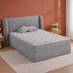 LIT 160 X 200 CM + MATELAS - GRIS ( PACK COMPLET COMPRESSÉ ) – Image 2