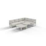 CANAPÉ D'ANGLE + 2 TABLES BASSES - BLANC CASSÉ – Image 2