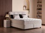 LIT COFFRE + SOMMIER 180X200 CM EN TISSU BOUCLÉ - BEIGE – Image 2