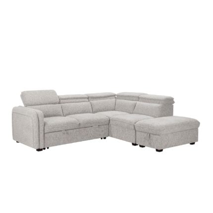 CANAPÉ D'ANGLE CONVERTIBLE AVEC COFFRE - BEIGE