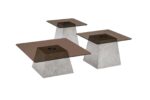 LOT DE 3 TABLES BASSES GIGOGNES PYRAMIDALES - BLANC ET FUMÉ – Image 2