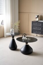 LOT DE 2 TABLES BASSES GIGOGNES RONDES - NOIR – Image 2