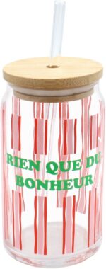 LOT DE 2 VERRES DE NOËL 46 CL AVEC PAILLES – Image 2