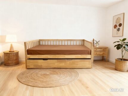 LIT GIGOGNE 90 X 190 CM -  COULEUR CHENE NATUREL