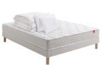 ENSEMBLE MATELAS RESSORTS + SOMMIER TAPISSIER 140X190 CM AVEC PIEDS, 2 OREILLERS ET COUETTE – Image 2
